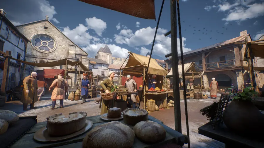 Market stalls in the medieval streets